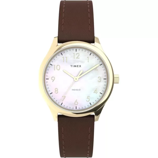 Timex Womens Easy Reader WatchBrownGoldToneMother of Pearl32mm