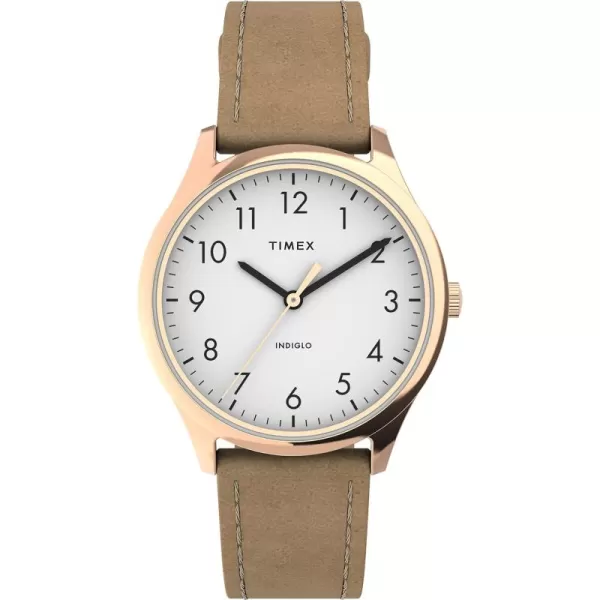 Timex Womens Easy Reader WatchTanRose GoldToneWhite32mm