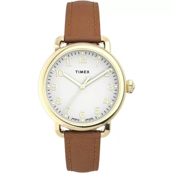 Timex Womens Standard 34mm WatchBrownGold