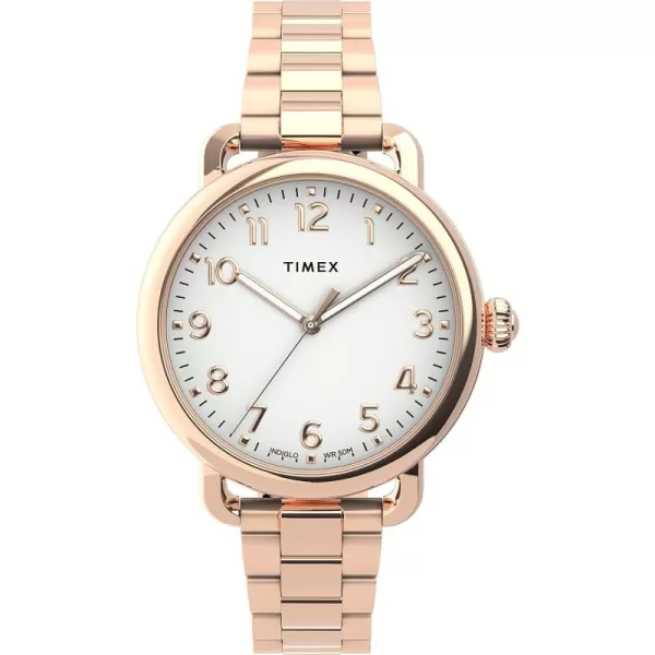 Timex Womens Standard 34mm WatchRose GoldTone