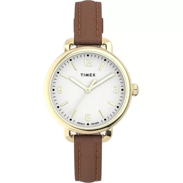 Timex Womens Standard Demi 30mm WatchBrownGoldWhite