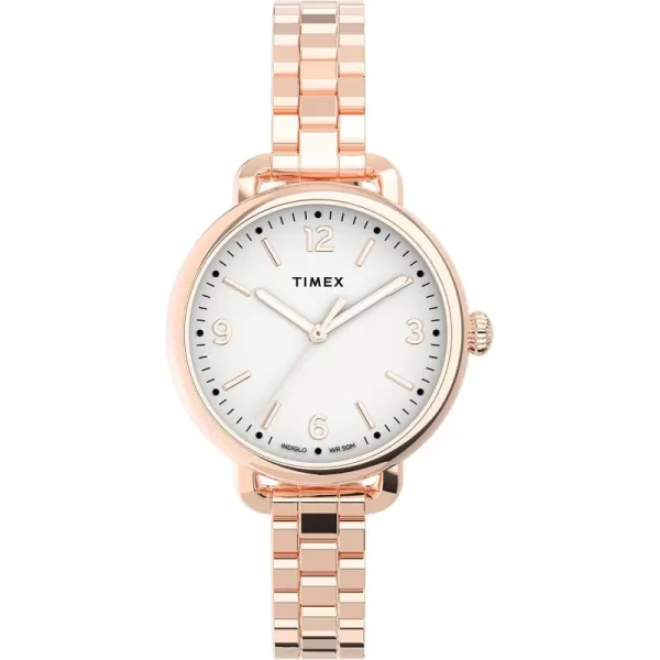 Timex Womens Standard Demi 30mm WatchRose GoldWhite