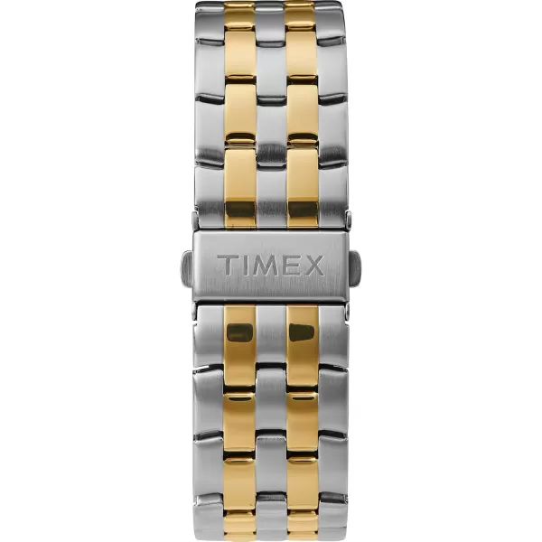 Timex Mens Dress Analog 33mm Stainless Steel Bracelet Watch with Genuine DiamondTwoToneBlack