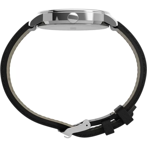 Timex Mens Easy Reader WatchBlackSilverToneWhite43mm