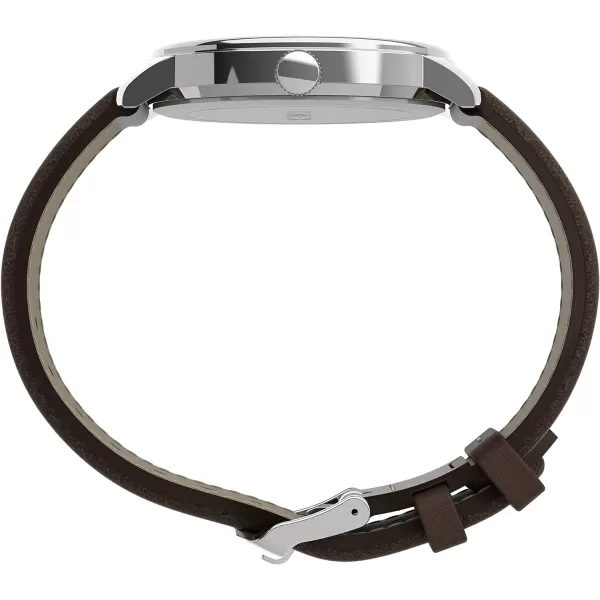 Timex Mens Easy Reader WatchBrownSilverToneCream43mm