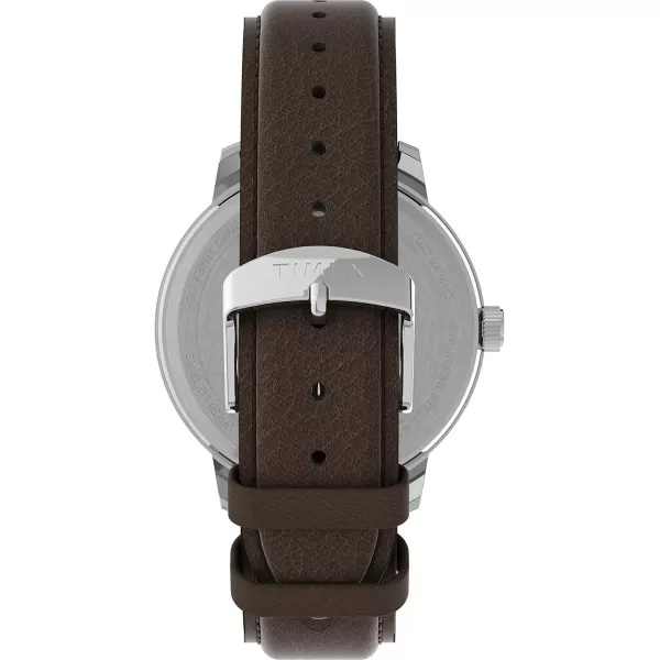 Timex Mens Easy Reader WatchBrownSilverToneCream43mm
