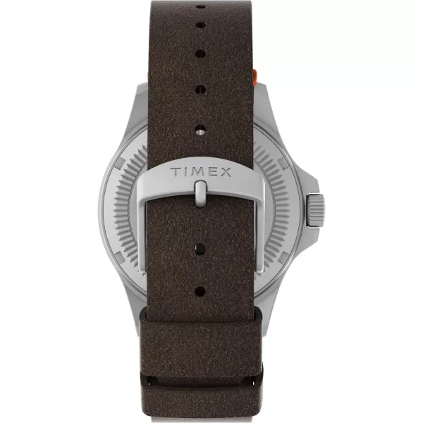 Timex Mens Expedition North Field Solar 41mm Watch  Brown Strap Black Dial Stainless Steel Case
