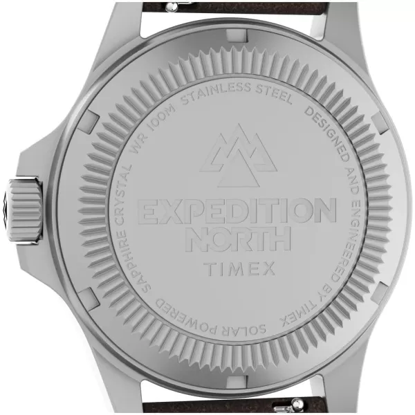 Timex Mens Expedition North Field Solar 41mm Watch  Brown Strap Black Dial Stainless Steel Case