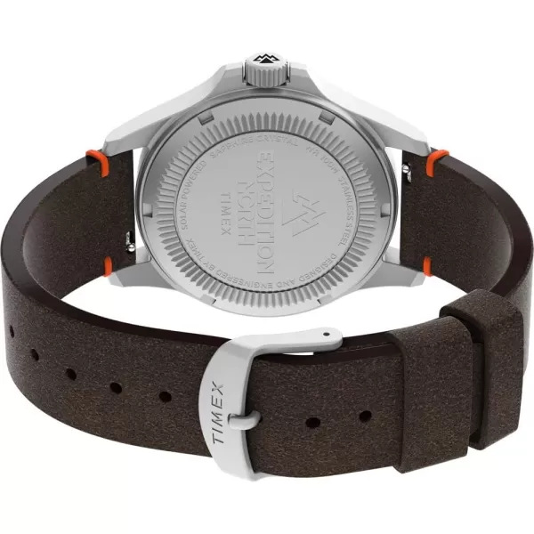 Timex Mens Expedition North Field Solar 41mm Watch  Brown Strap Black Dial Stainless Steel Case