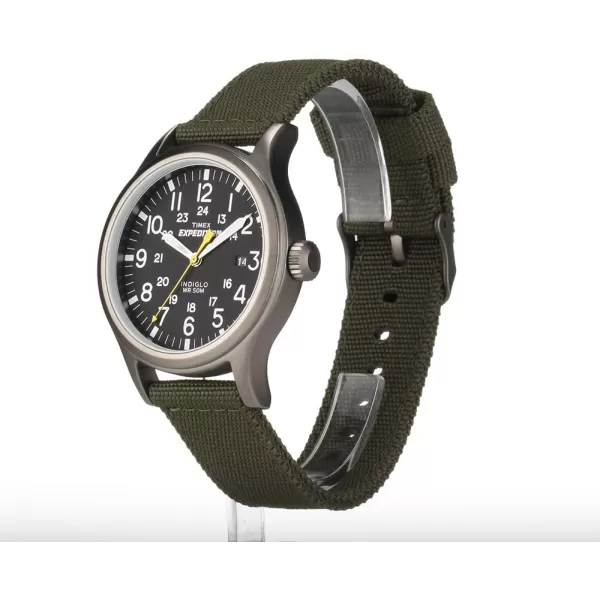 Timex Mens Expedition Scout 40mm Watch  Black Dial Gray Case ampamp Green Fabric Strap