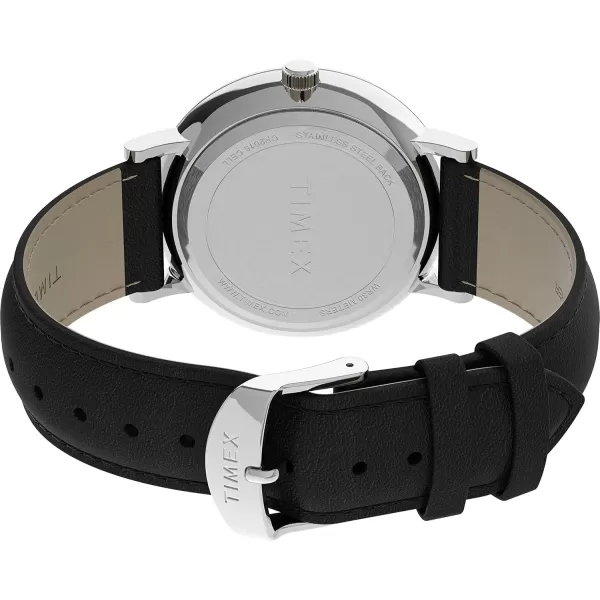 Timex Mens Southview 41mm Watch  Black Dial SilverTone Case with Black Leather Strap
