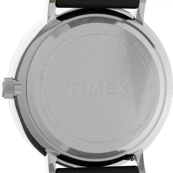 Timex Mens Southview 41mm Watch  Black Dial SilverTone Case with Black Leather Strap