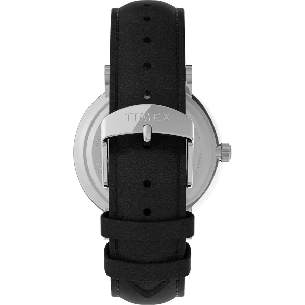 Timex Mens Southview 41mm Watch  Black Dial SilverTone Case with Black Leather Strap