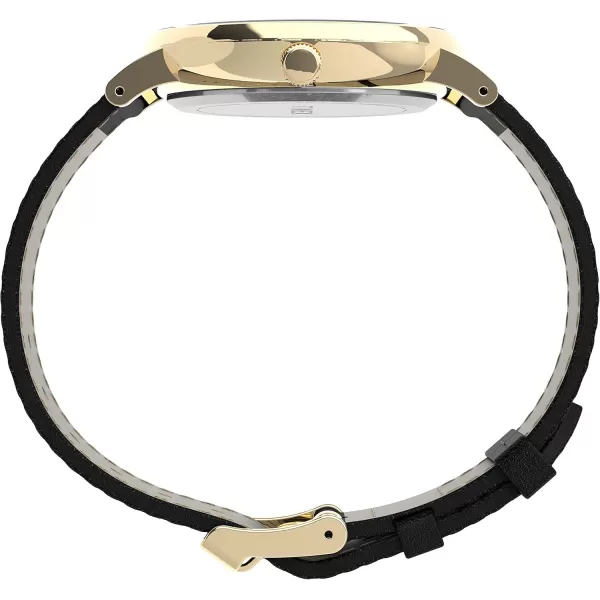 Timex Mens Southview 41mm Watch  GoldTone Case Black Dial with Black Leather Strap