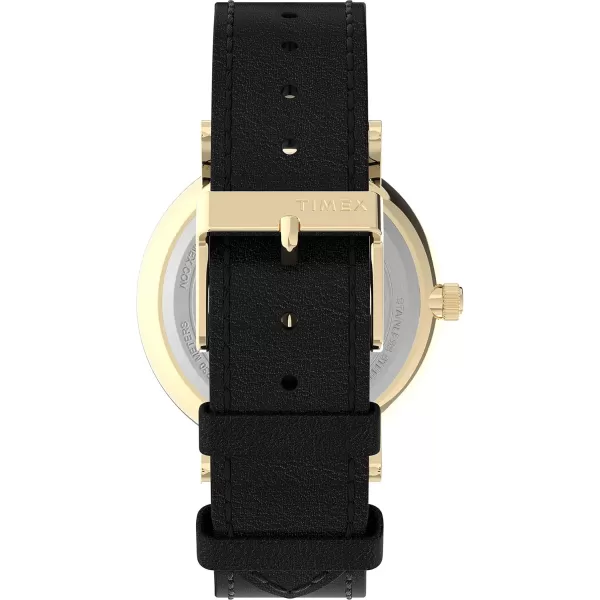 Timex Mens Southview 41mm Watch  GoldTone Case Black Dial with Black Leather Strap