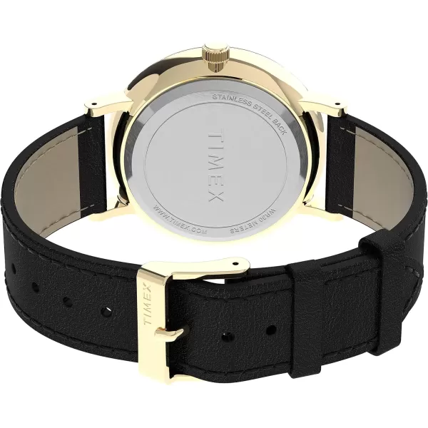 Timex Mens Southview 41mm Watch  GoldTone Case Black Dial with Black Leather Strap
