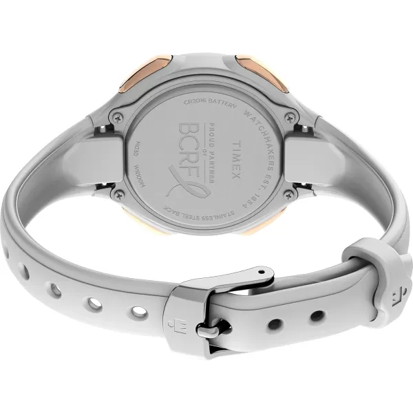 Timex Womens BCRF Ironman Essential 34mm Watch  White Case White Strap RoseGoldTone Accents