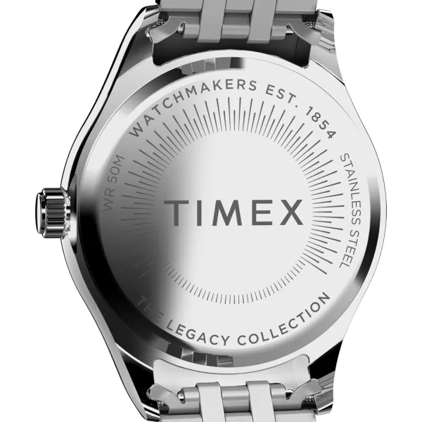 Timex Womens Legacy 34mm Watch  TwoTone Bracelet SilverTone Dial TwoTone CaseSilverToneBlueSilverTone