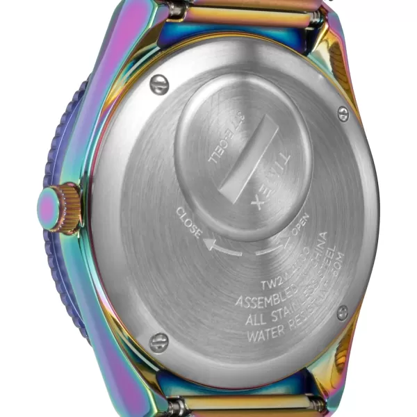 Timex Womens Q 36mm Watch  Black Expansion Band Black Dial Black CasePurpleBluePurple