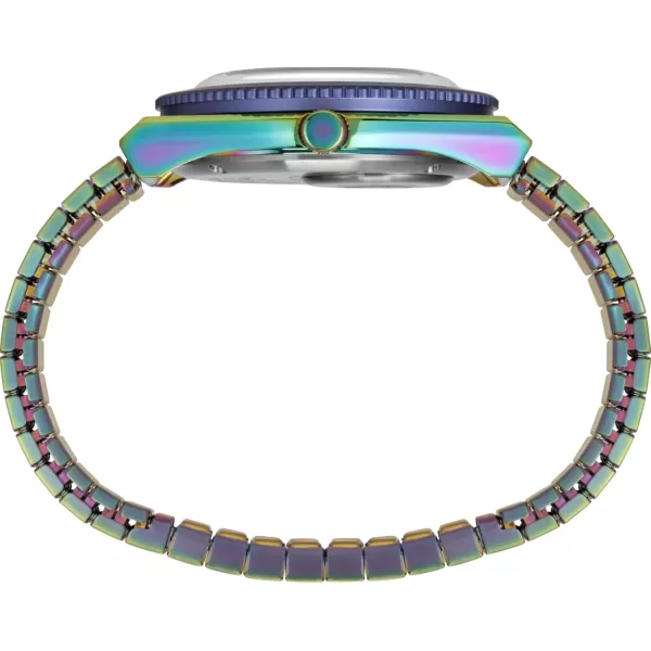 Timex Womens Q 36mm Watch  Black Expansion Band Black Dial Black CasePurpleBluePurple