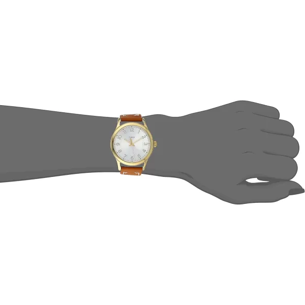 Timex Womens TW2R23000 New England BrownGold Leather Strap Watch