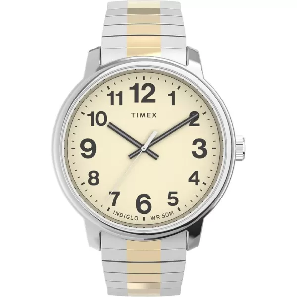 Timex Mens Easy Reader WatchTwoToneSilverToneCream43mm