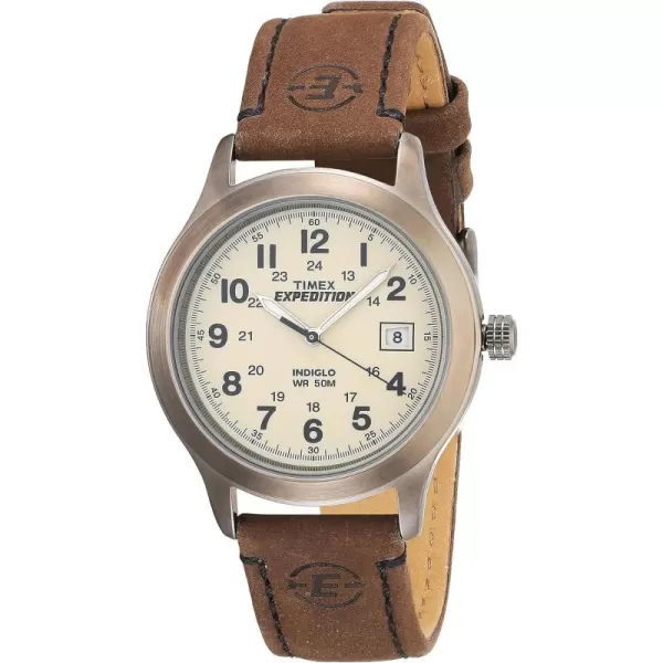 Timex Mens Expedition Metal Field WatchBrownWhiteRed