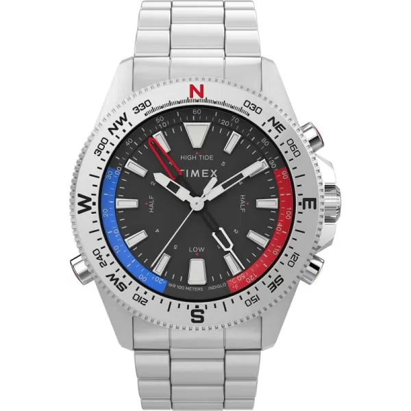 Timex Mens Expedition North TideTempCompass 43mm WatchStainless SteelBlackStainless Steel