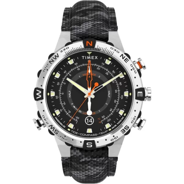 Timex Mens Expedition TideTempCompass 45mm WatchBlack CamoSilverTone