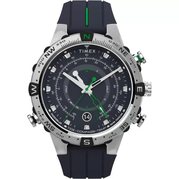 Timex Mens Expedition TideTempCompass 45mm WatchBlueSilverTone