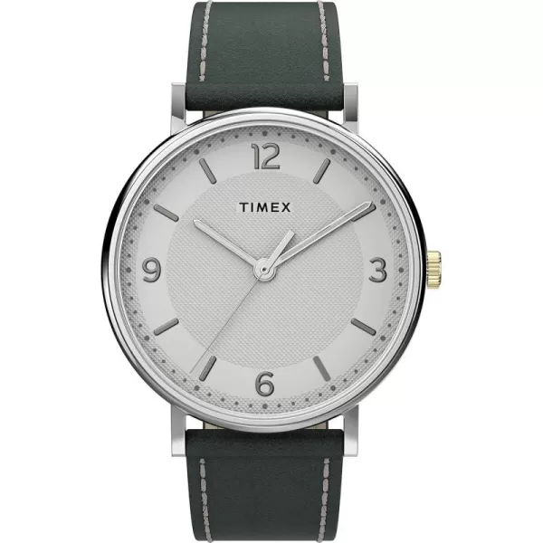 Timex Mens Southview 41mm Leather Strap WatchGraySilverTone