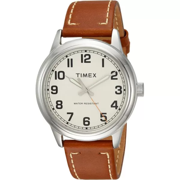 Timex Mens TW2R22700 New England TanCream Leather Strap Watch