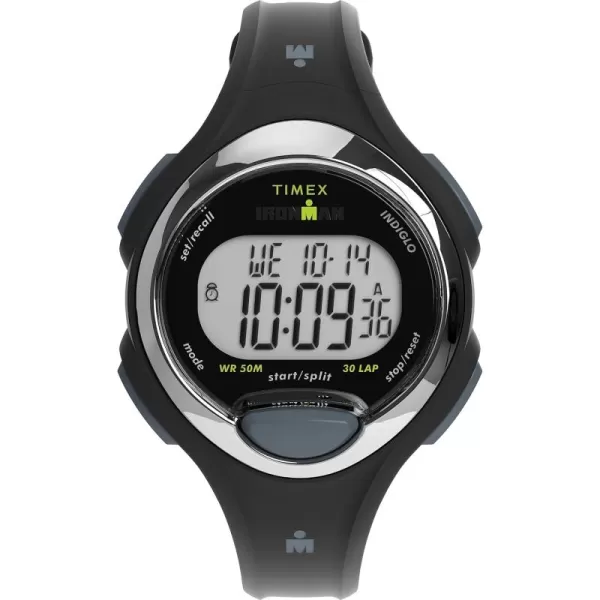Timex Womens Ironman E30 34mm WatchBlackDigitalBlackSilverTone