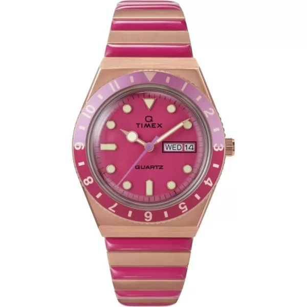 Timex Womens T80 36mm Watch  Rose GoldTone Expansion Band Pink Dial Rose GoldTone Case
