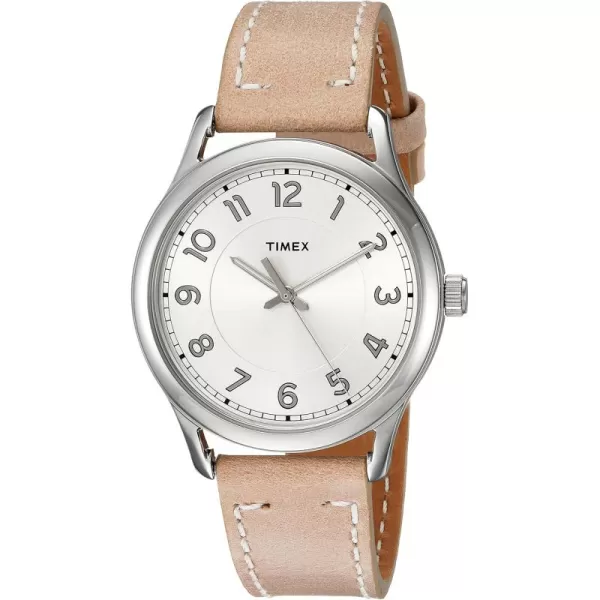 Timex Womens TW2R23200 New England SandSilver Leather Strap Watch