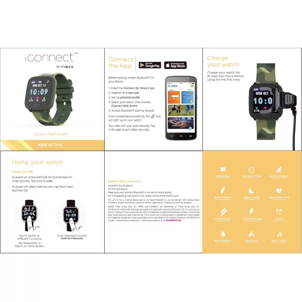 Kids Active 37mm Smartwatch with Heart Rate Notifications and Activity TrackingBlack Stripe
