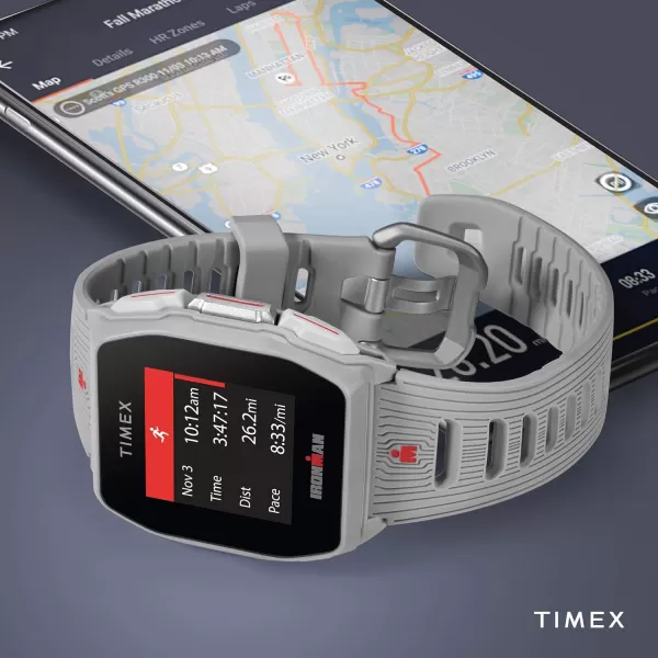 TIMEX IRONMAN R300 GPS Smartwatch with Heart Rate 41mm  Light Gray with Silicone Strap