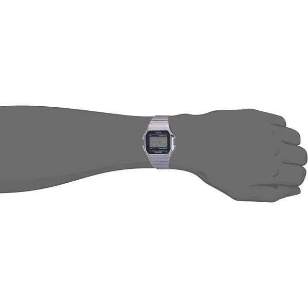 Timex Mens Classic Digital 34mm WatchSilverTone ExtraLong
