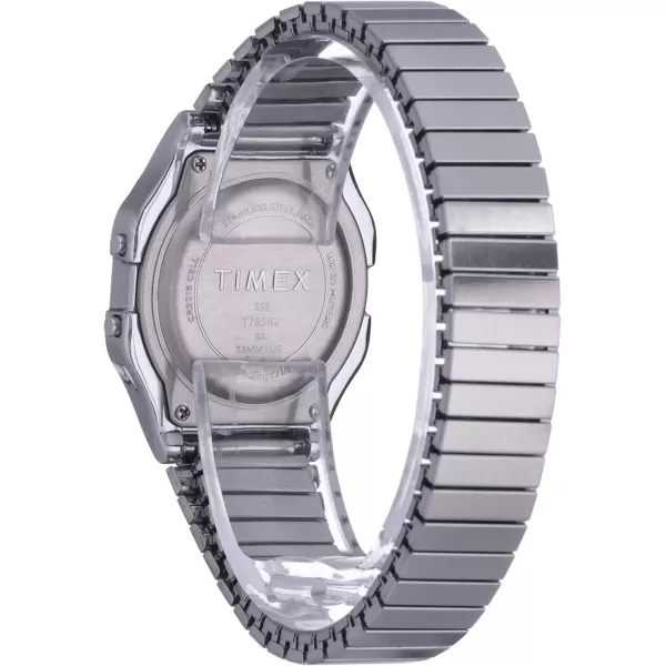 Timex Mens Classic Digital 34mm WatchSilverTone ExtraLong