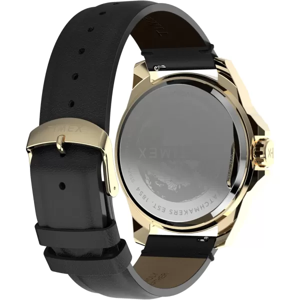 Timex Mens Essex 46mm Watch  Black Strap Black Dial SilverTone CaseBlackWhiteGoldTone