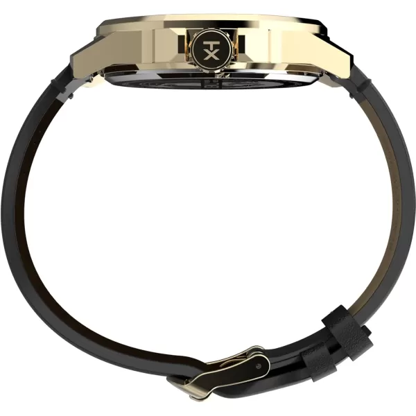 Timex Mens Essex 46mm Watch  Black Strap Black Dial SilverTone CaseBlackWhiteGoldTone