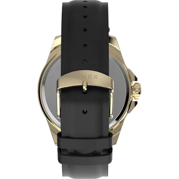 Timex Mens Essex 46mm Watch  Black Strap Black Dial SilverTone CaseBlackWhiteGoldTone