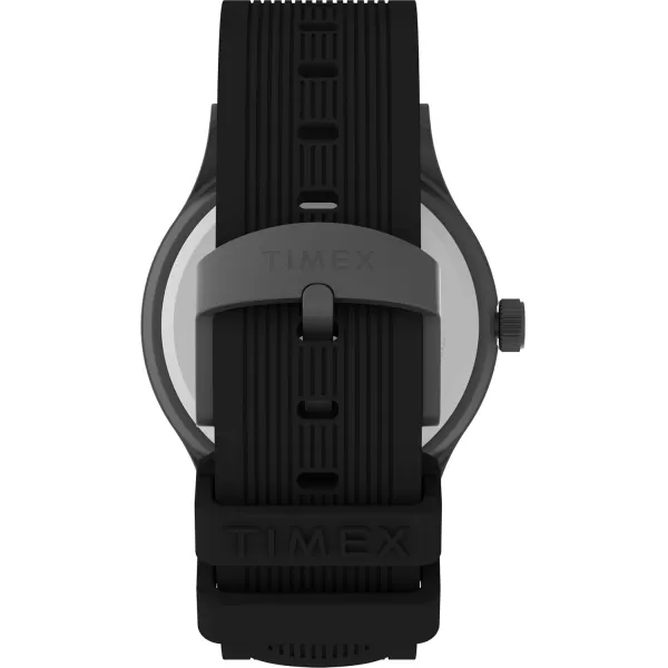 Timex Mens Expedition Scout 40mm Watch  Black Case ampamp Dial with Olive Leather SlipThru StrapBlackGreenGunmetal