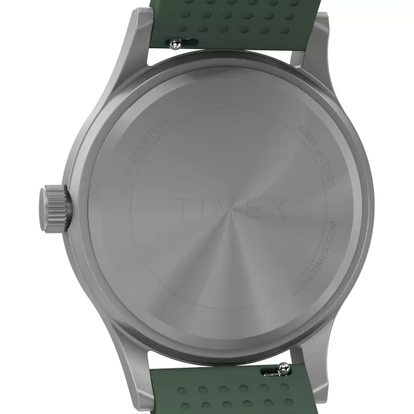Timex Mens Expedition Scout 40mm Watch  Black Case ampamp Dial with Olive Leather SlipThru StrapGreenNaturalIP Steel