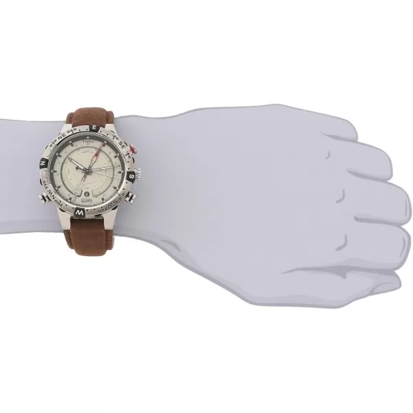 Timex Mens Intelligent Quartz Tide Temp Compass 45mm WatchBrownSilverTone