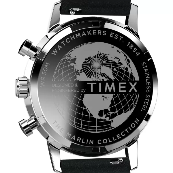 Timex Mens Marlin 40mm WatchBlackSilverToneStainless Steel