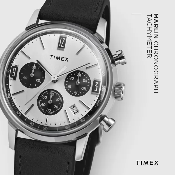 Timex Mens Marlin 40mm WatchBlackSilverToneStainless Steel