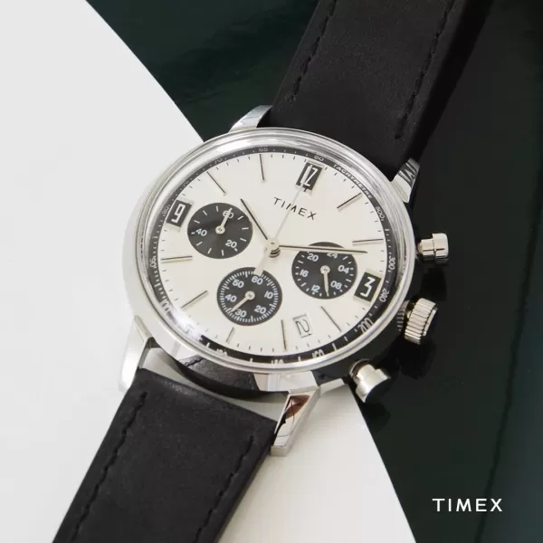 Timex Mens Marlin 40mm WatchBlackSilverToneStainless Steel