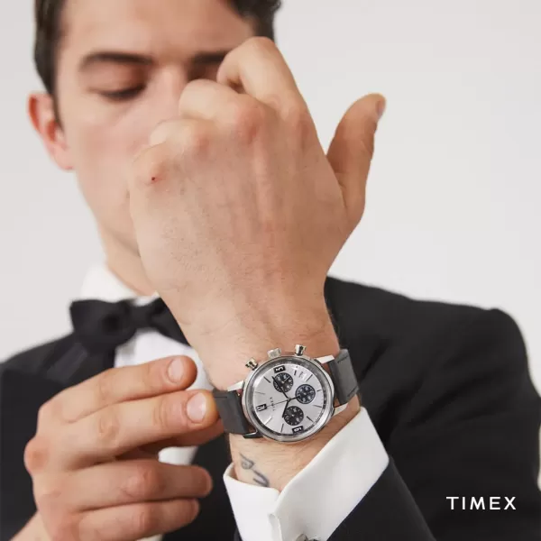 Timex Mens Marlin 40mm WatchBlackSilverToneStainless Steel