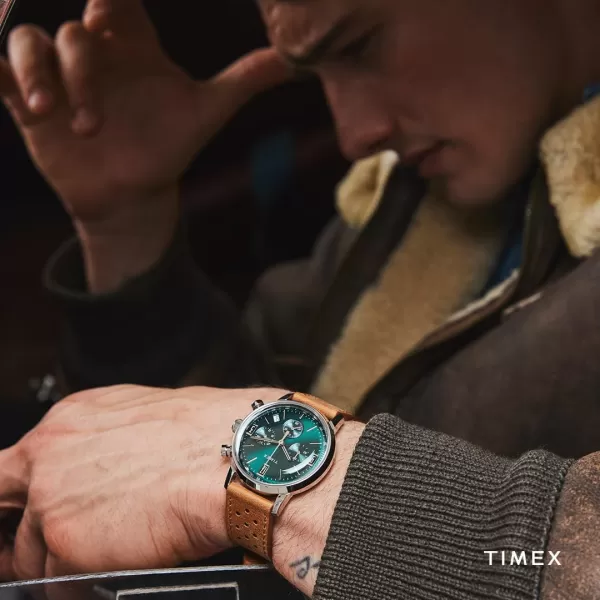Timex Mens Marlin 40mm WatchBrownBlueStainless Steel